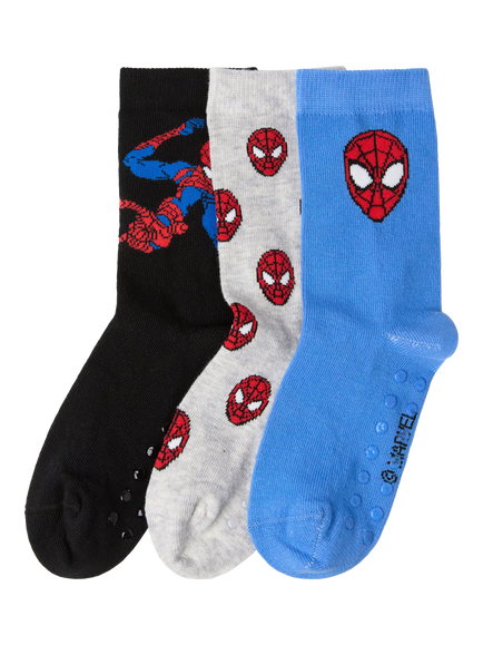 Lindex Kids' Spider-Man Socks, Pack of 3, Light Blue, Light Blue