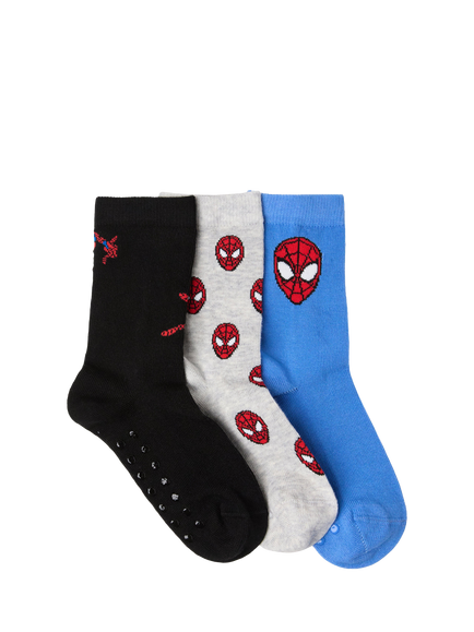 Lindex Kids' Spider-Man Socks, Pack of 3, Light Blue - view 2, Light Blue