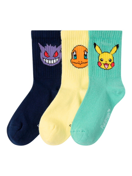 Lindex Kids' Pokémon Socks, Pack of 3, Dark Blue, Dark Blue