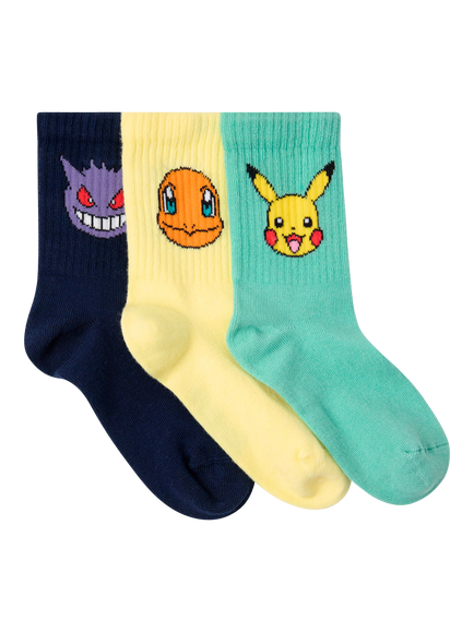 Lindex Kids' Pokémon Socks, Pack of 3, Dark Blue - view 2, Dark Blue