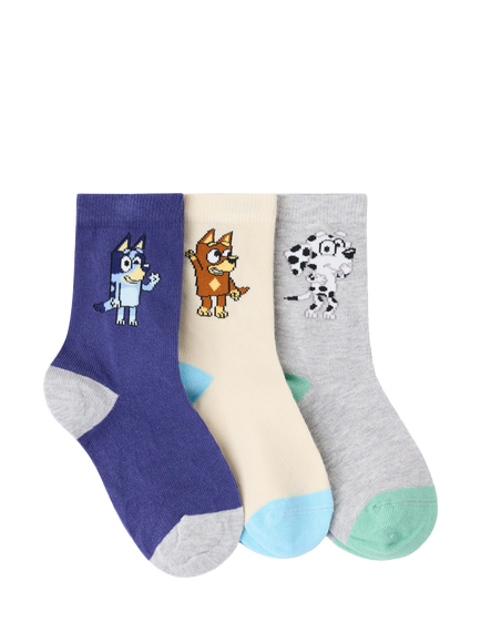 Lindex Kids' Bluey Socks, Pack of 3, Dark Blue - view 2, Dark Blue
