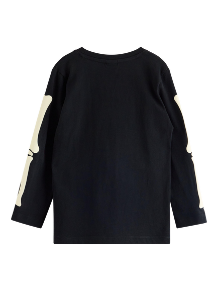 Lindex Kids' Glow In The Dark Skeleton Top, Black - view 2, Black