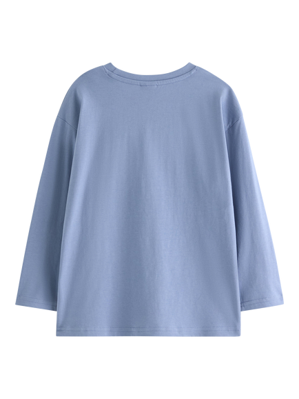 Lindex Kids' Stay Wild Print Long Sleeve Top, Blue - view 2, Blue