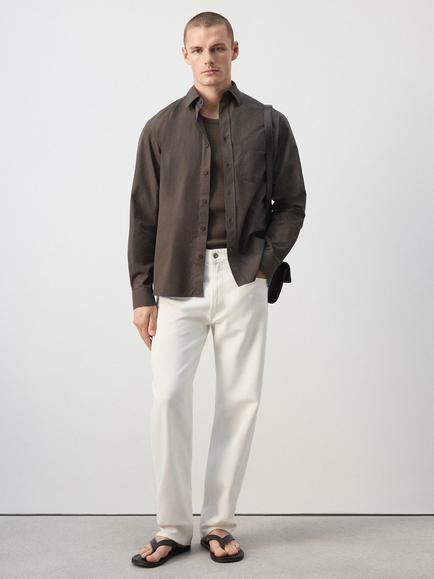 Mango Modern Relaxed-Fit Collar Shirt, Chocolate, Chocolate