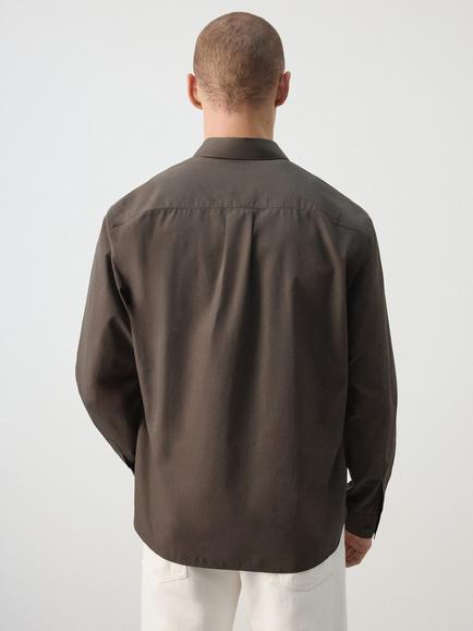 Mango Modern Relaxed-Fit Collar Shirt, Chocolate - view 2, Chocolate