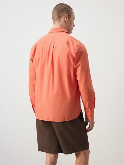 Mango Relaxed Long Sleeve Button-Down Shirt, Coral Red - view 2, Coral Red