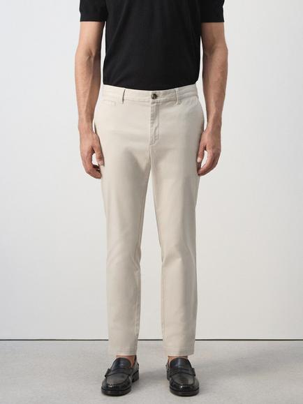 Mango Tailored Cropped Tapered Chino Trousers, Raw, Raw