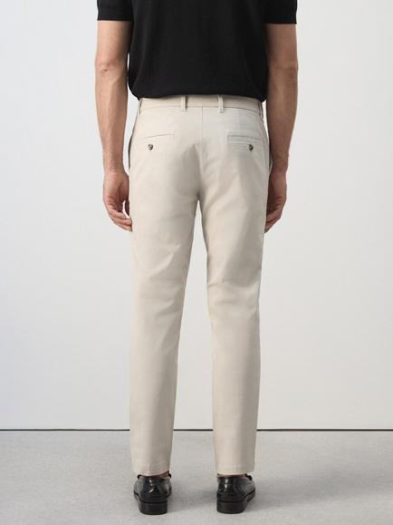 Mango Tailored Cropped Tapered Chino Trousers, Raw - view 2, Raw