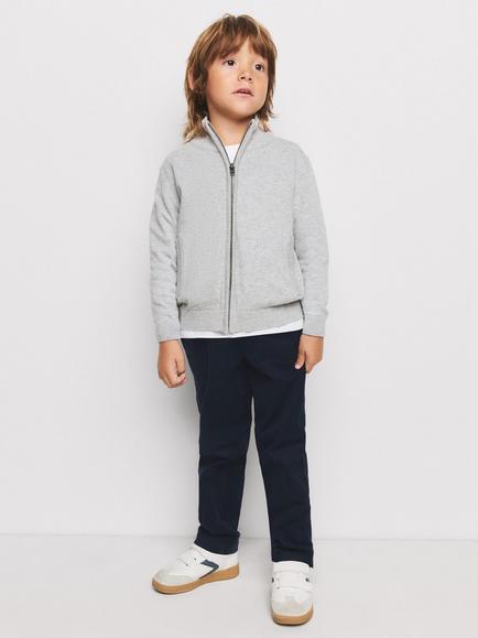 Mango Kids' Knitted Zip Front Cardigan, Grey, Grey