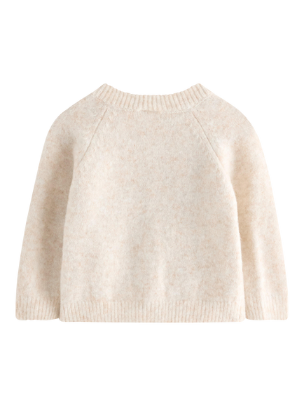 Lindex Kids' Floral Round Neck Cardigan, Light Beige - view 2, Light Beige