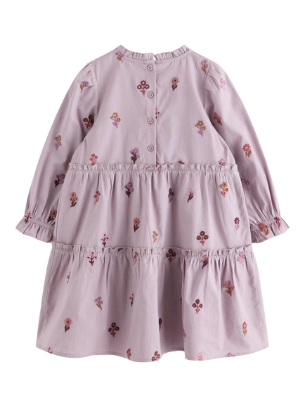 Lindex Kids' Cotton Floral Tiered Dress, Light Dusty Lilac - view 2, Light Dusty Lilac