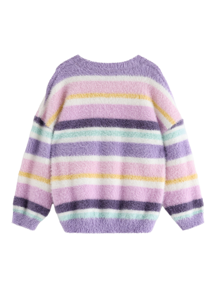 Lindex Kids' Stripe Jumper, Lilac - view 2, Lilac