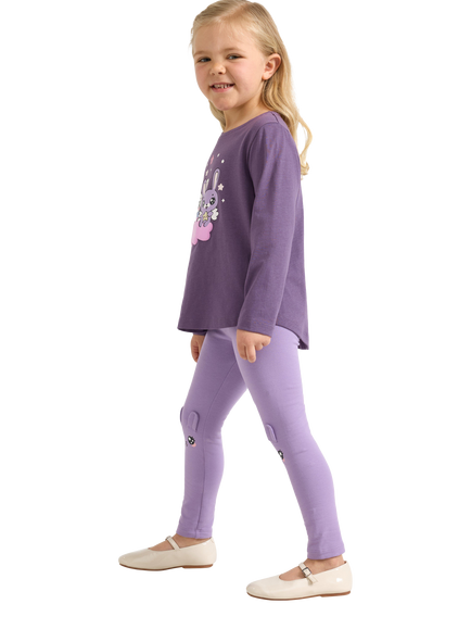 Lindex Kids' Knee Motif Leggings, Lilac, Lilac
