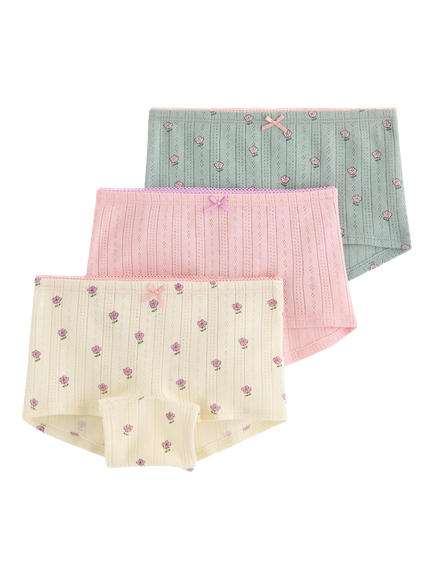 Lindex Kids' Floral Briefs, Pack of 3, Light Dusty Green, Light Dusty Green