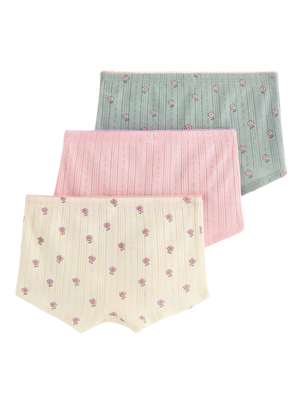 Lindex Kids' Floral Briefs, Pack of 3, Light Dusty Green - view 2, Light Dusty Green