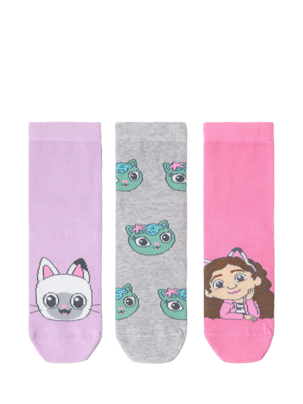 Lindex Kids' Gabby's Dollhouse Socks, Pack of 3, Light Lilac, Light Lilac