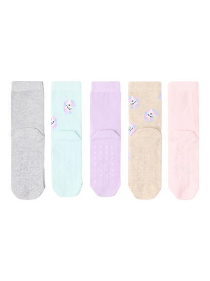 Lindex Kids' Unicorn Socks, Pack of 5, Light Pink - view 2, Light Pink