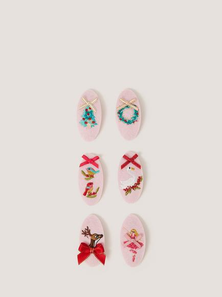 Monsoon Kids' Christmas Hair Clips, Set of 6, Multi - view 2, Multi