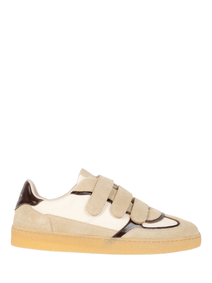 Bobbies Vesper Leather Rip-Tape Trainers, Cream Multi, Cream Multi