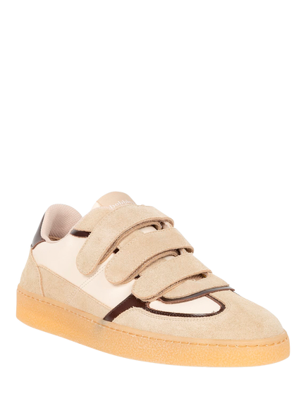 Bobbies Vesper Leather Rip-Tape Trainers, Cream Multi - view 2, Cream Multi