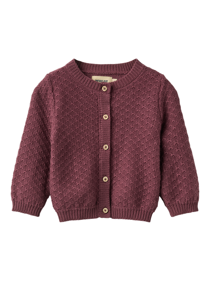 WHEAT Baby Magnella GOTS Organic Cotton Knitted Cardigan, Eggplant, Eggplant