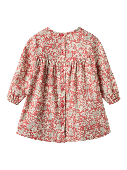 WHEAT Baby Fenja GOTS Organic Cotton Long Sleeve Floral Dress, Raspberry - view 2, Raspberry