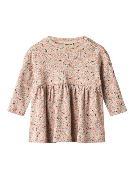 WHEAT Baby Emmy GOTS Organic Cotton Floral Print Jersey Dress, Grey, Grey