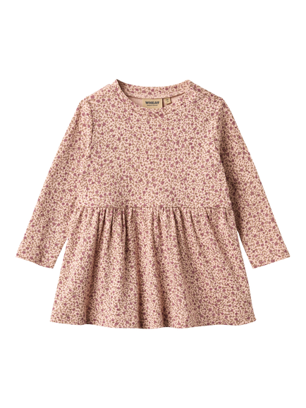 WHEAT Baby Sessa GOTS Organic Cotton Long Sleeve Floral Jersey Dress, Dime Rose Small, Dime Rose Small