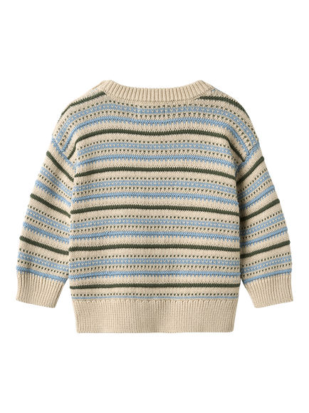 WHEAT Baby Harlow GOTS Organic Cotton Jacquard Knit Jumper, Off White - view 2, Offwhite