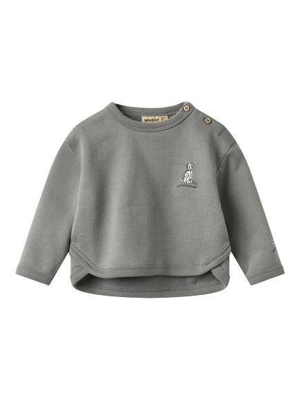 WHEAT Baby Cotton Crew Neck Sweatshirt, Flint, Flint
