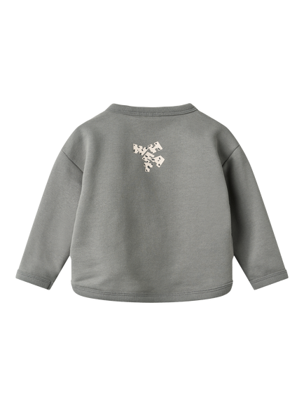 WHEAT Baby Cotton Crew Neck Sweatshirt, Flint - view 2, Flint