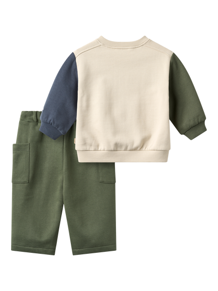 WHEAT Baby Elliot Embroidered Sweatshirt and Joggers Set, Offwhite - view 2, Offwhite