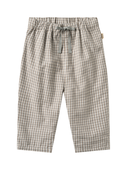 WHEAT Baby Arne Cotton Gingham Trousers, Greybrown, Greybrown