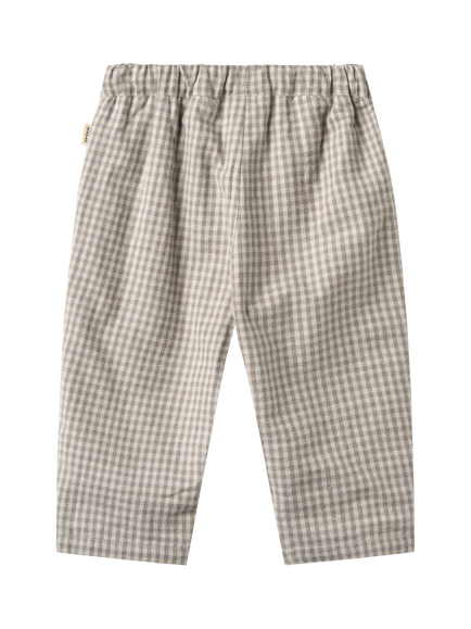 WHEAT Baby Arne Cotton Gingham Trousers, Greybrown - view 2, Greybrown