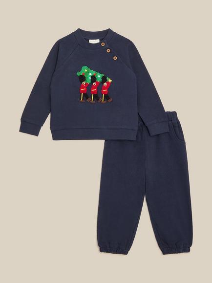 Monsoon Baby Christmas London Guards Sweatshirt and Joggers Set, Navy, Navy