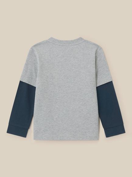 Monsoon Kids' Penguin Embroidered Christmas Long Sleeve Top, Grey - view 2, Grey