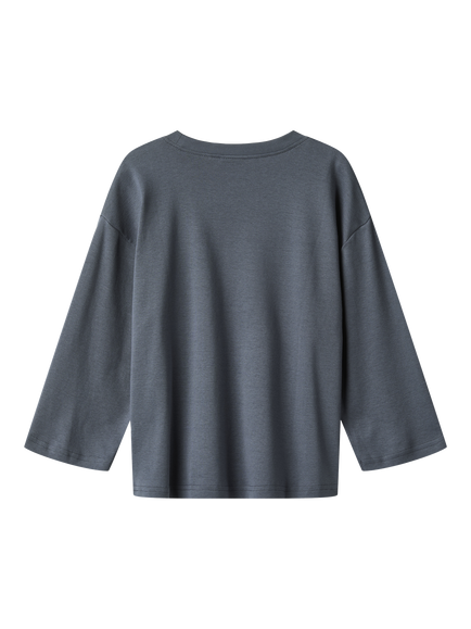 WHEAT Kids' Axe Printed Long Sleeve Top, Grey Blue - view 2, Greyblue