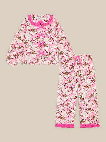 Monsoon Kids' Christmas Letters Print Pyjamas, Pink, Pink