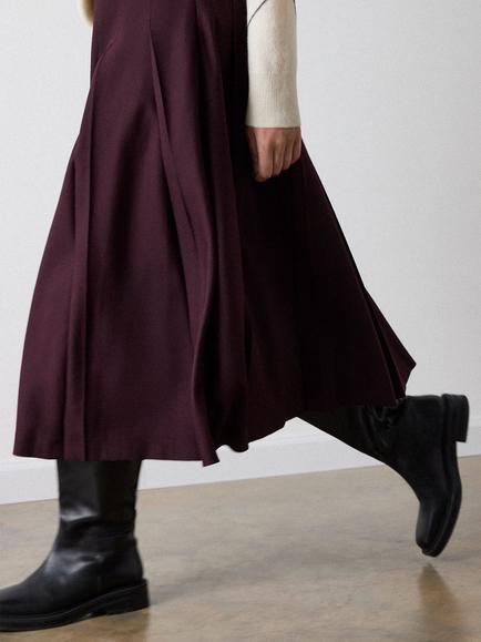 Whistles Wool Blend Pleated Kilt Skirt, Plum - view 2, Plum
