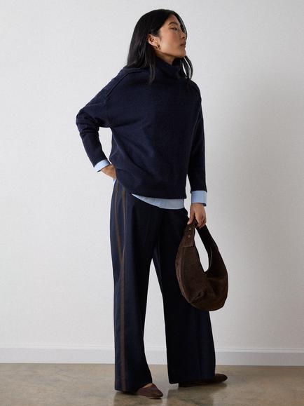 Whistles Cashmere Seam Roll Neck Jumper, Navy
