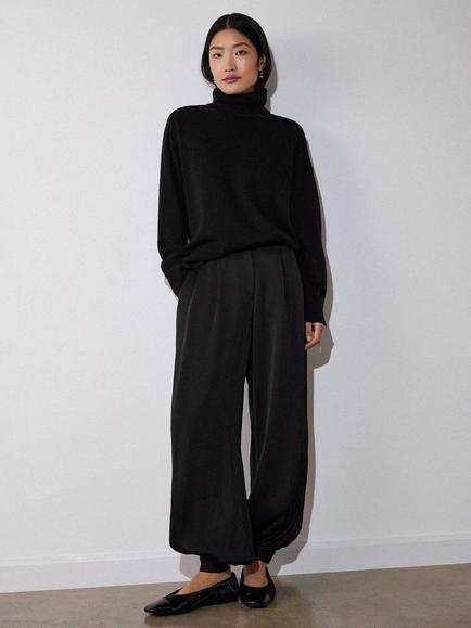 Whistles Cashmere Seam Roll Neck Jumper, Black