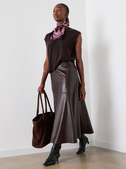 Whistles Cashmere V-Neck Tank Top, Brown - view 2, Brown