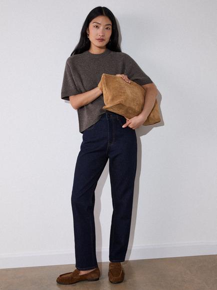 Whistles Stretch Stovepipe Leg Jeans, Dark Denim - view 2, Dark Denim