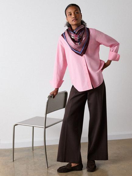Whistles Pure Cotton Relaxed Fit Blouse, Pink - view 2, Pink