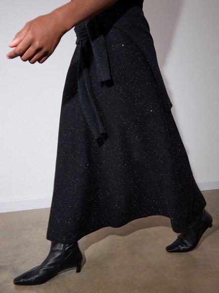 Whistles Annie Sparkle Knit A-Line Midi Skirt - view 2, Black