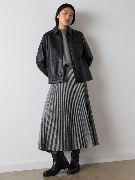 Whistles Check Pleated Midi Skirt, Grey/Multi, Grey/Multi