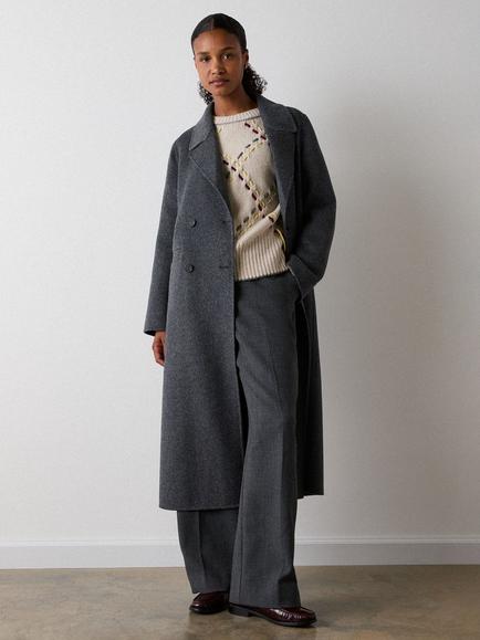 Whistles Relaxed Double Face Recycled Wool Rich Overcoat, Grey, Grey