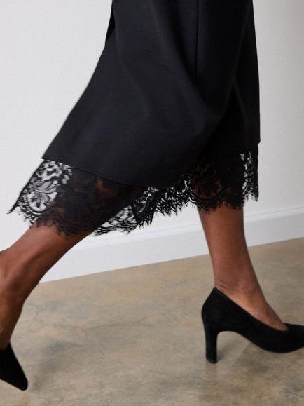 Whistles Ponte Detachable Lace Dress containing LENZING™ ECOVERO™ Viscose, Black - view 2, Black