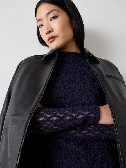 Whistles Textured Drop Waist Dress, Navy - view 2, Navy