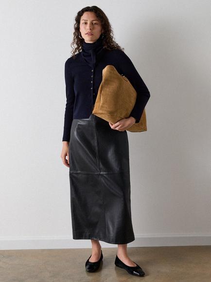 Whistles Crew Neck Scarf Detail Cardigan, Navy - view 2, Navy